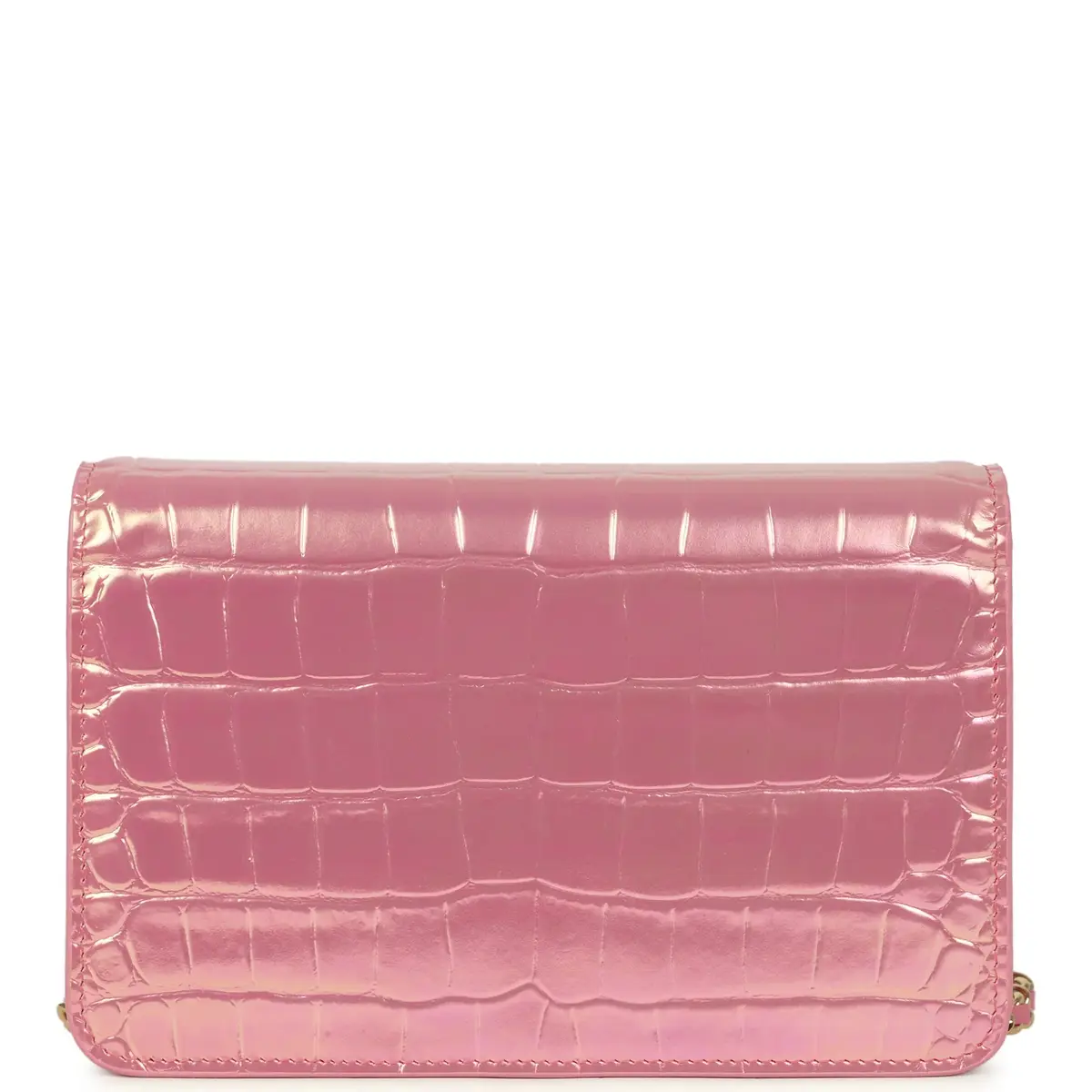 Chanel Chanel Wallet on Chain WOC Pink Iridescent Croc Embossed Calfskin Gold Hardware | Thumbnail 4