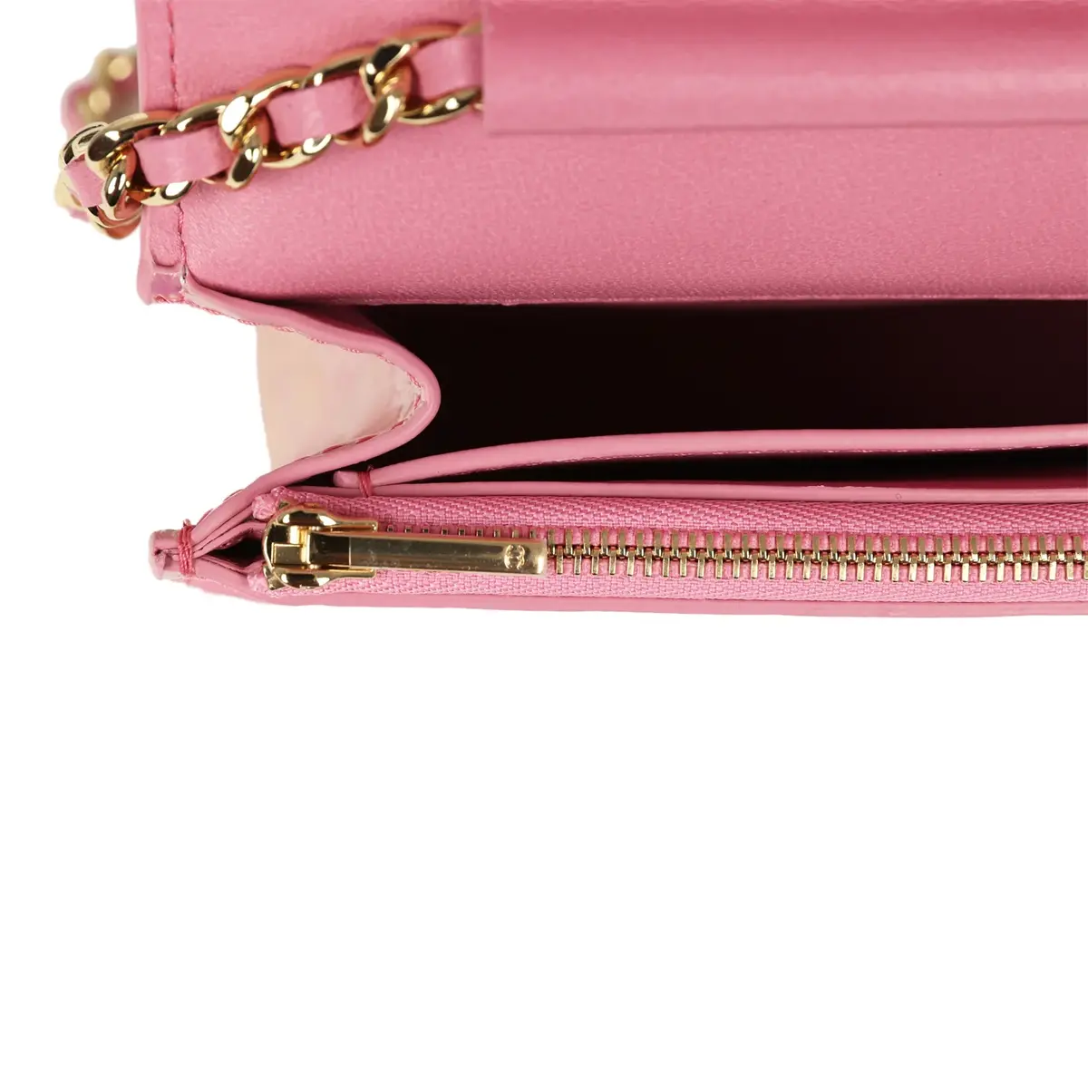 Chanel Chanel Wallet on Chain WOC Pink Iridescent Croc Embossed Calfskin Gold Hardware | Thumbnail 10