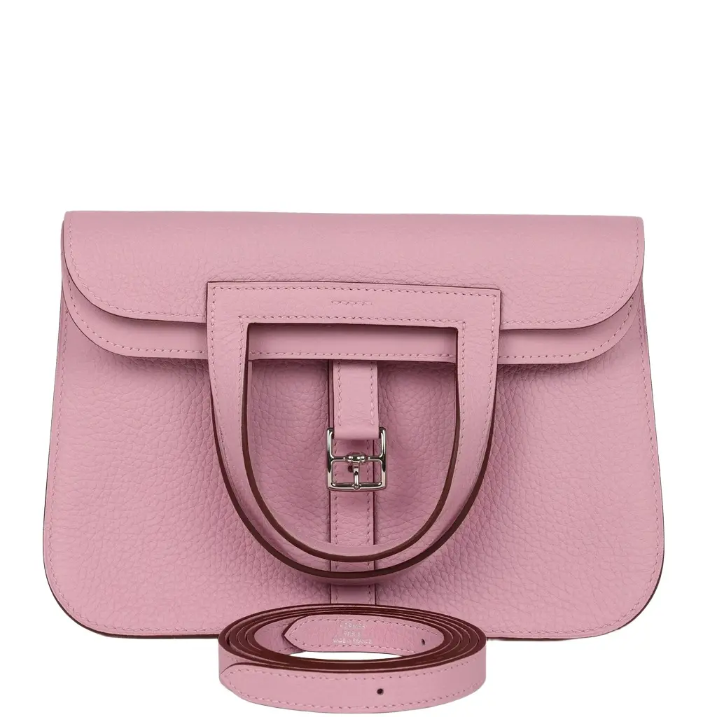 Hermes Halzan 25 Mauve Sylvestre Clemence Palladium Hardware Hermes Halzan 25 Mauve Sylvestre Clemence Palladium Hardware