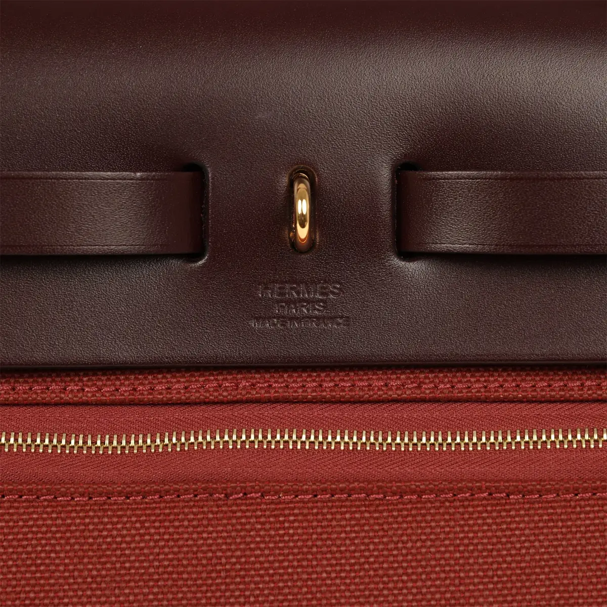 HERMÈS Hermes Herbag Zip 31 PM Rouge H Militaire Canvas, Rouge Sellier Vache Hunter Gold Hardware | Thumbnail 7 HERMÈS Hermes Herbag Zip 31 PM Rouge H Militaire Canvas, Rouge Sellier Vache Hunter Gold Hardware | Thumbnail 7