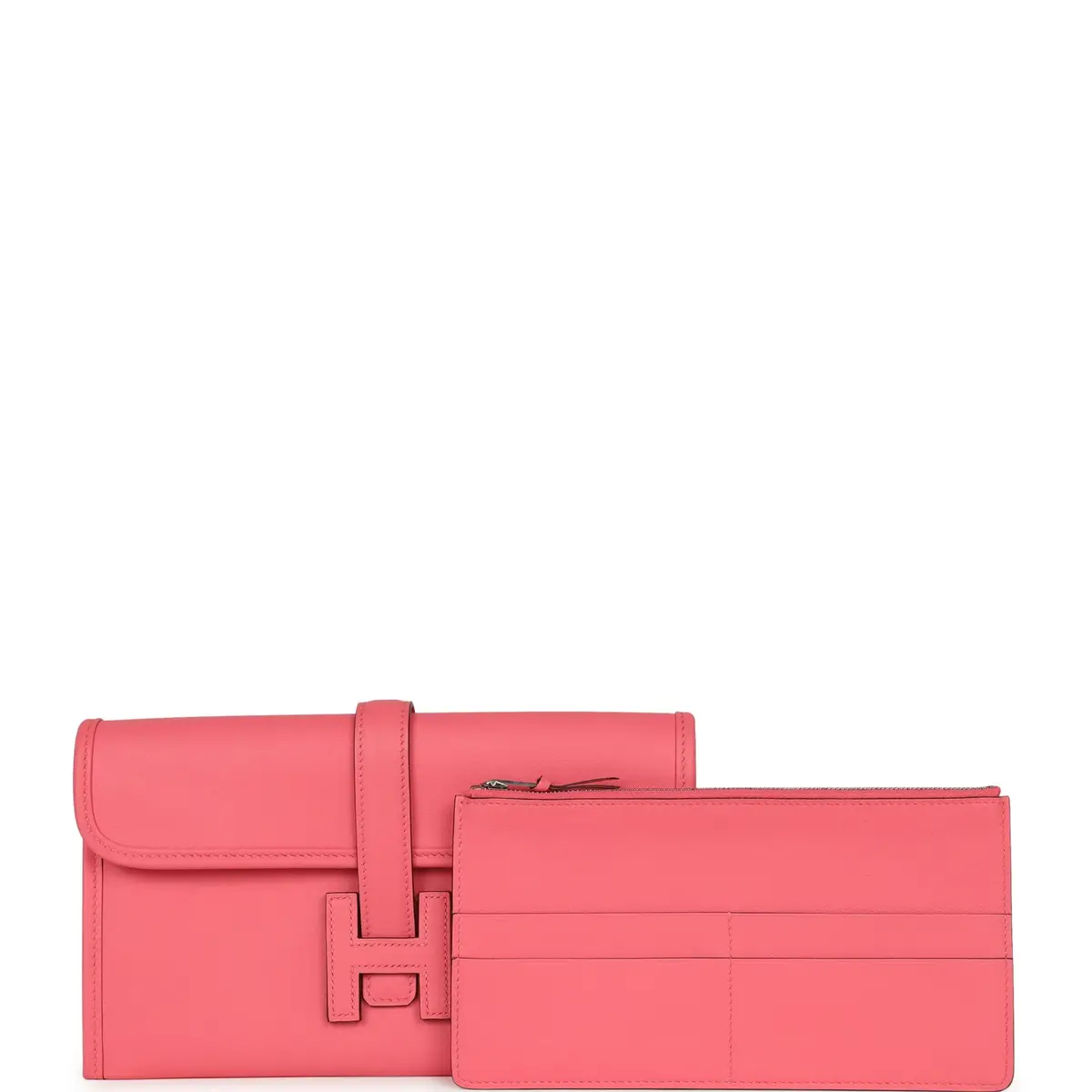 HERMÈS Hermes Jige Duo Clutch Rose Azalee Swift Palladium Hardware | Thumbnail 8 HERMÈS Hermes Jige Duo Clutch Rose Azalee Swift Palladium Hardware | Thumbnail 8