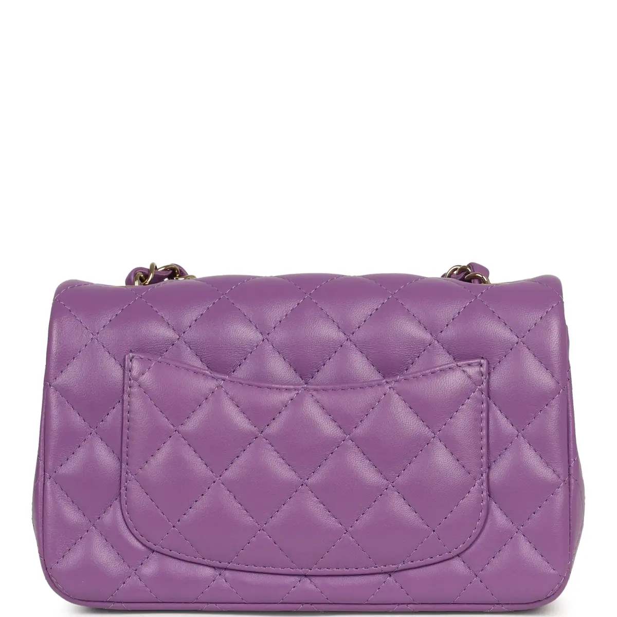 Chanel Pre-owned Chanel Mini Rectangular Flap Bag Purple Lambskin Light Gold Hardware | Thumbnail 4 Chanel Pre-owned Chanel Mini Rectangular Flap Bag Purple Lambskin Light Gold Hardware | Thumbnail 4