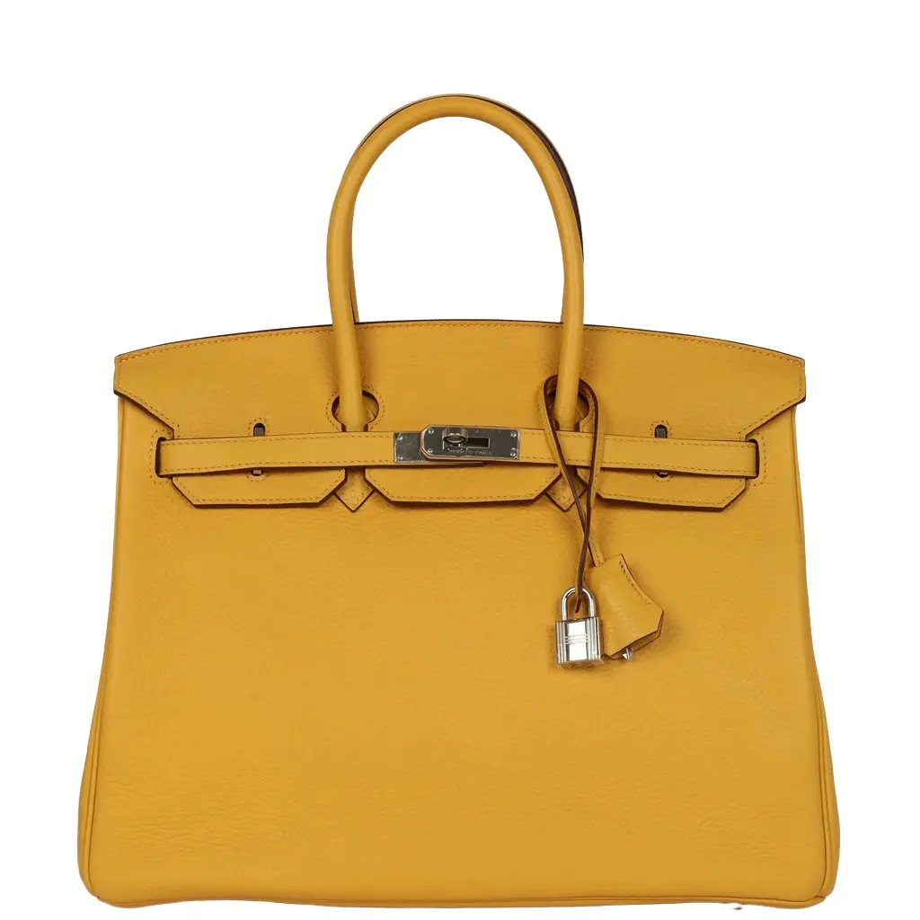 Pre-owned Hermes Birkin 35 Jaune Ambre Togo Palladium Hardware Pre-owned Hermes Birkin 35 Jaune Ambre Togo Palladium Hardware