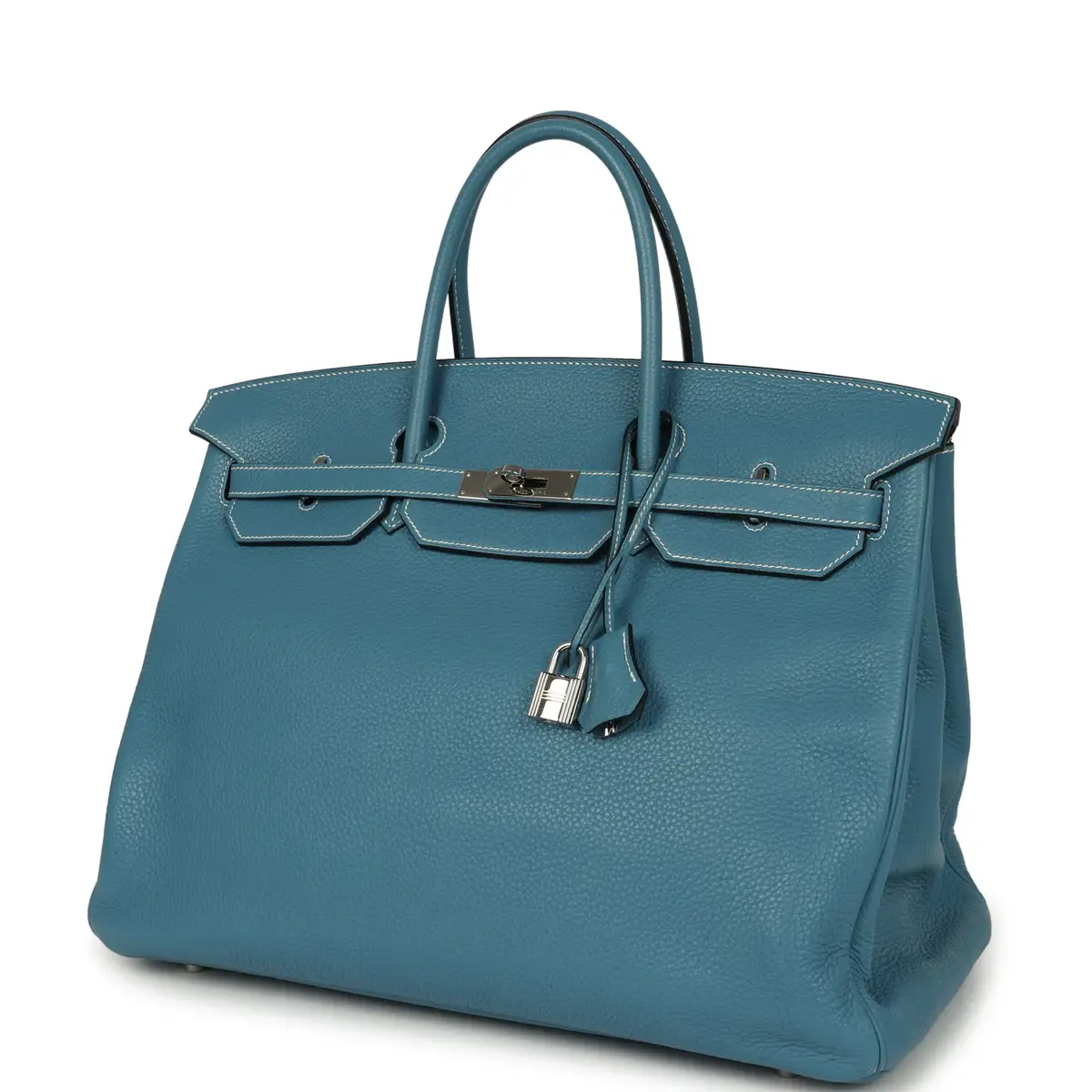 HERMÈS Pre-owned Hermes Birkin 40 Blue Jean Togo Palladium Hardware | Thumbnail 5 HERMÈS Pre-owned Hermes Birkin 40 Blue Jean Togo Palladium Hardware | Thumbnail 5