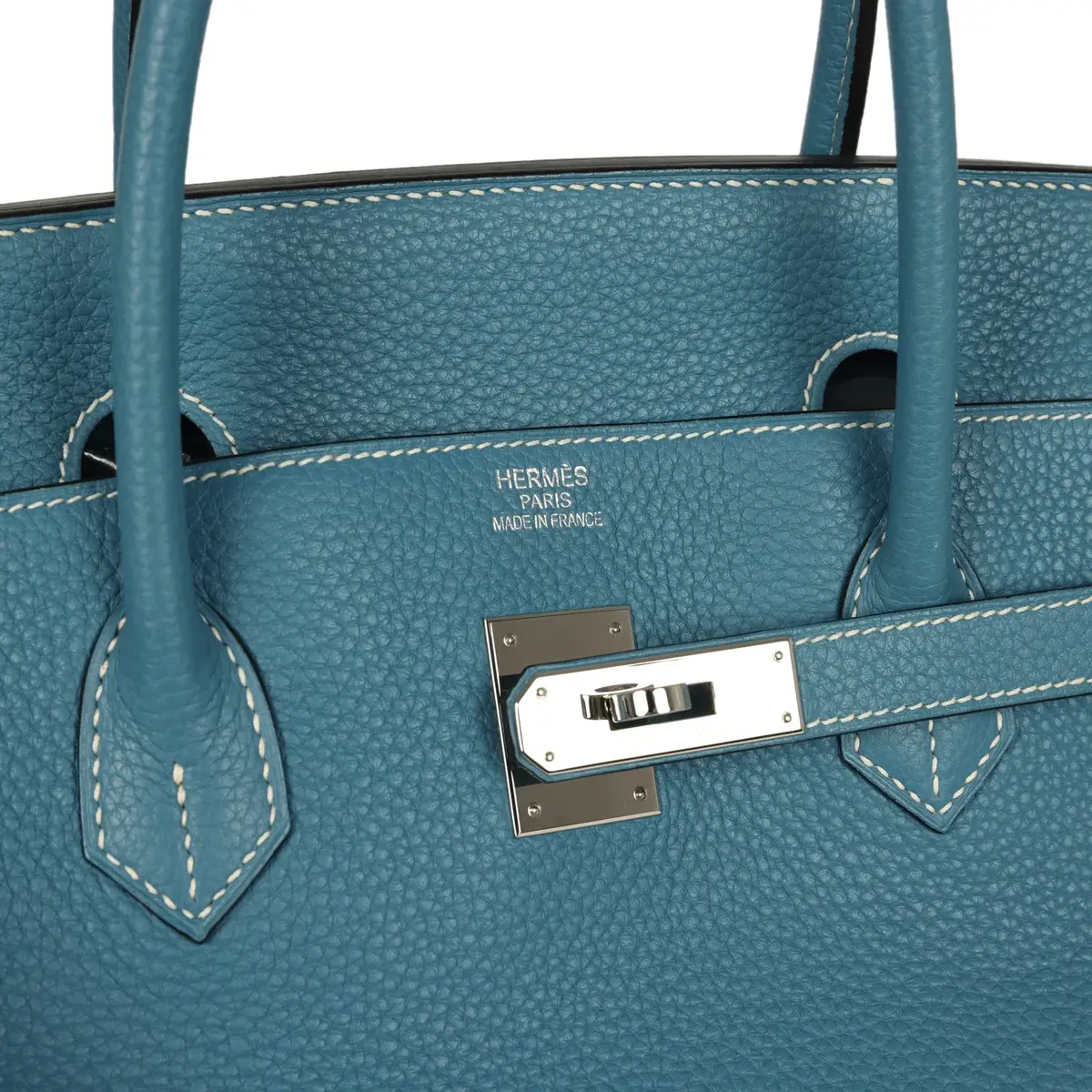 HERMÈS Pre-owned Hermes Birkin 40 Blue Jean Togo Palladium Hardware | Thumbnail 7 HERMÈS Pre-owned Hermes Birkin 40 Blue Jean Togo Palladium Hardware | Thumbnail 7