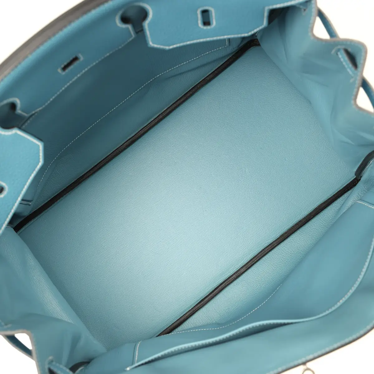 HERMÈS Pre-owned Hermes Birkin 40 Blue Jean Togo Palladium Hardware | Thumbnail 8 HERMÈS Pre-owned Hermes Birkin 40 Blue Jean Togo Palladium Hardware | Thumbnail 8