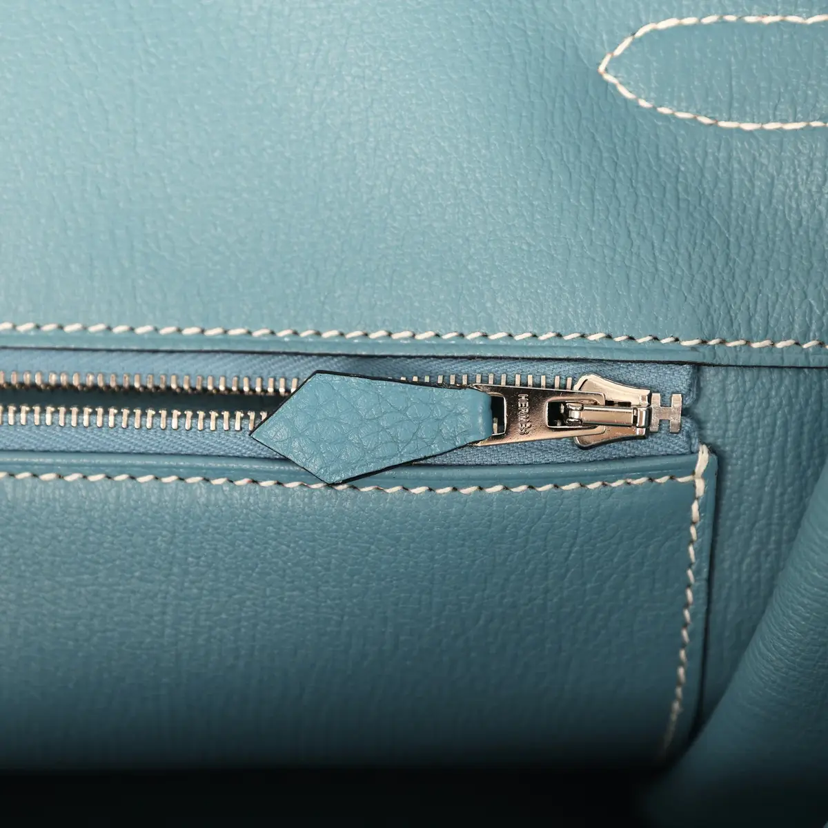HERMÈS Pre-owned Hermes Birkin 40 Blue Jean Togo Palladium Hardware | Thumbnail 9 HERMÈS Pre-owned Hermes Birkin 40 Blue Jean Togo Palladium Hardware | Thumbnail 9