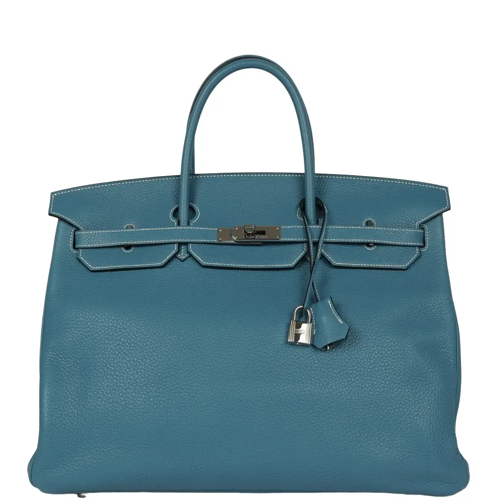 HERMÈS Pre-owned Hermes Birkin 40 Blue Jean Togo Palladium Hardware