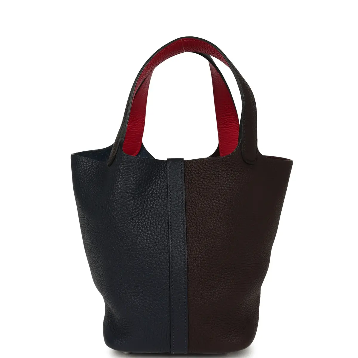 HERMÈS Pre-owned Hermes Picotin 18 Casaque Bleu Nuit, Rouge Sellier, Framboise Clemence Palladium Hardware | Thumbnail 4 HERMÈS Pre-owned Hermes Picotin 18 Casaque Bleu Nuit, Rouge Sellier, Framboise Clemence Palladium Hardware | Thumbnail 4