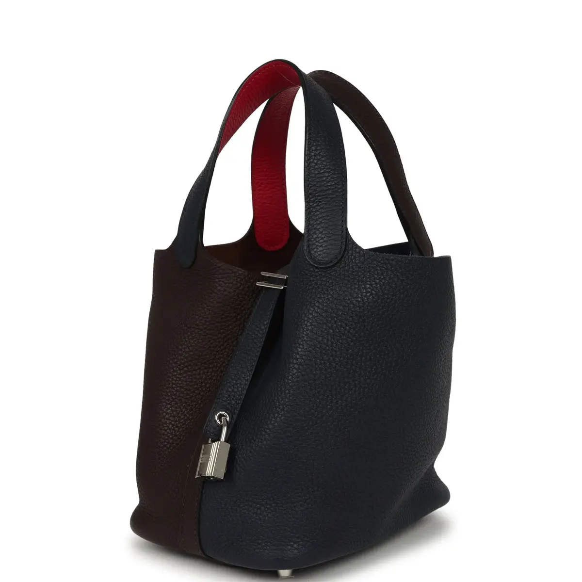 HERMÈS Pre-owned Hermes Picotin 18 Casaque Bleu Nuit, Rouge Sellier, Framboise Clemence Palladium Hardware | Thumbnail 5 HERMÈS Pre-owned Hermes Picotin 18 Casaque Bleu Nuit, Rouge Sellier, Framboise Clemence Palladium Hardware | Thumbnail 5
