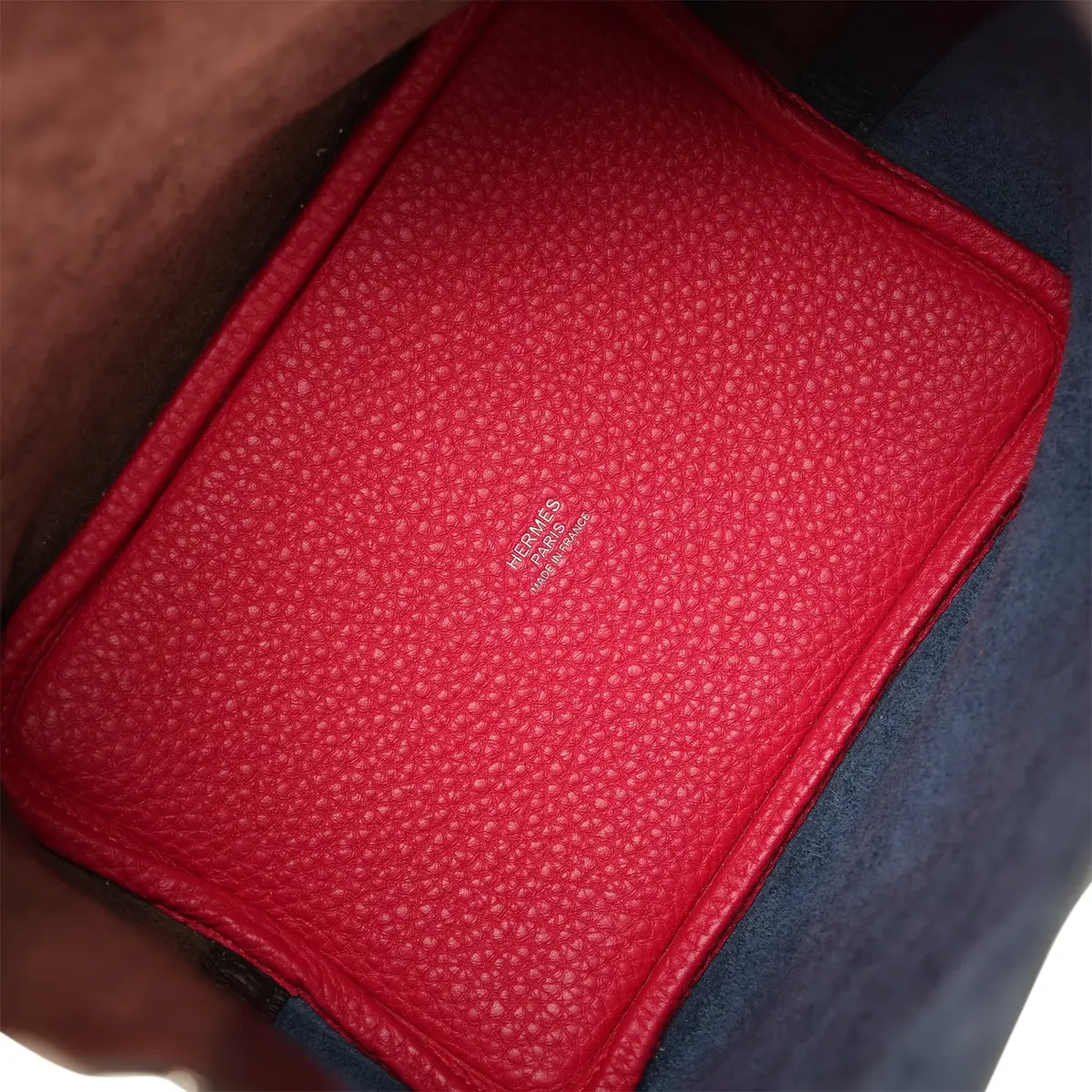 HERMÈS Pre-owned Hermes Picotin 18 Casaque Bleu Nuit, Rouge Sellier, Framboise Clemence Palladium Hardware | Thumbnail 7 HERMÈS Pre-owned Hermes Picotin 18 Casaque Bleu Nuit, Rouge Sellier, Framboise Clemence Palladium Hardware | Thumbnail 7