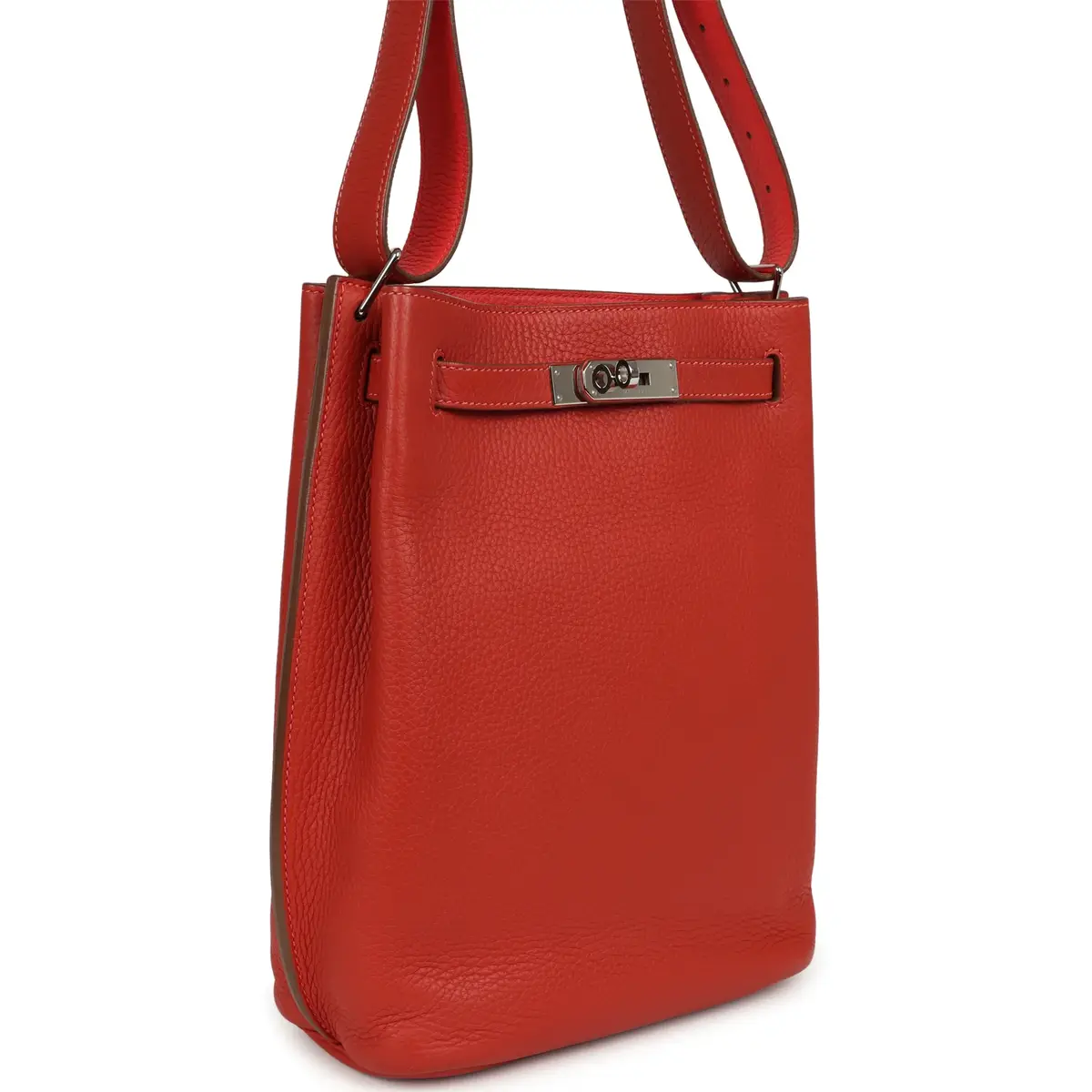 HERMÈS Pre-owned Hermes So Kelly 22 Sanguine, Rose Jaipur Eclat Clemence Palladium Hardware | Thumbnail 2