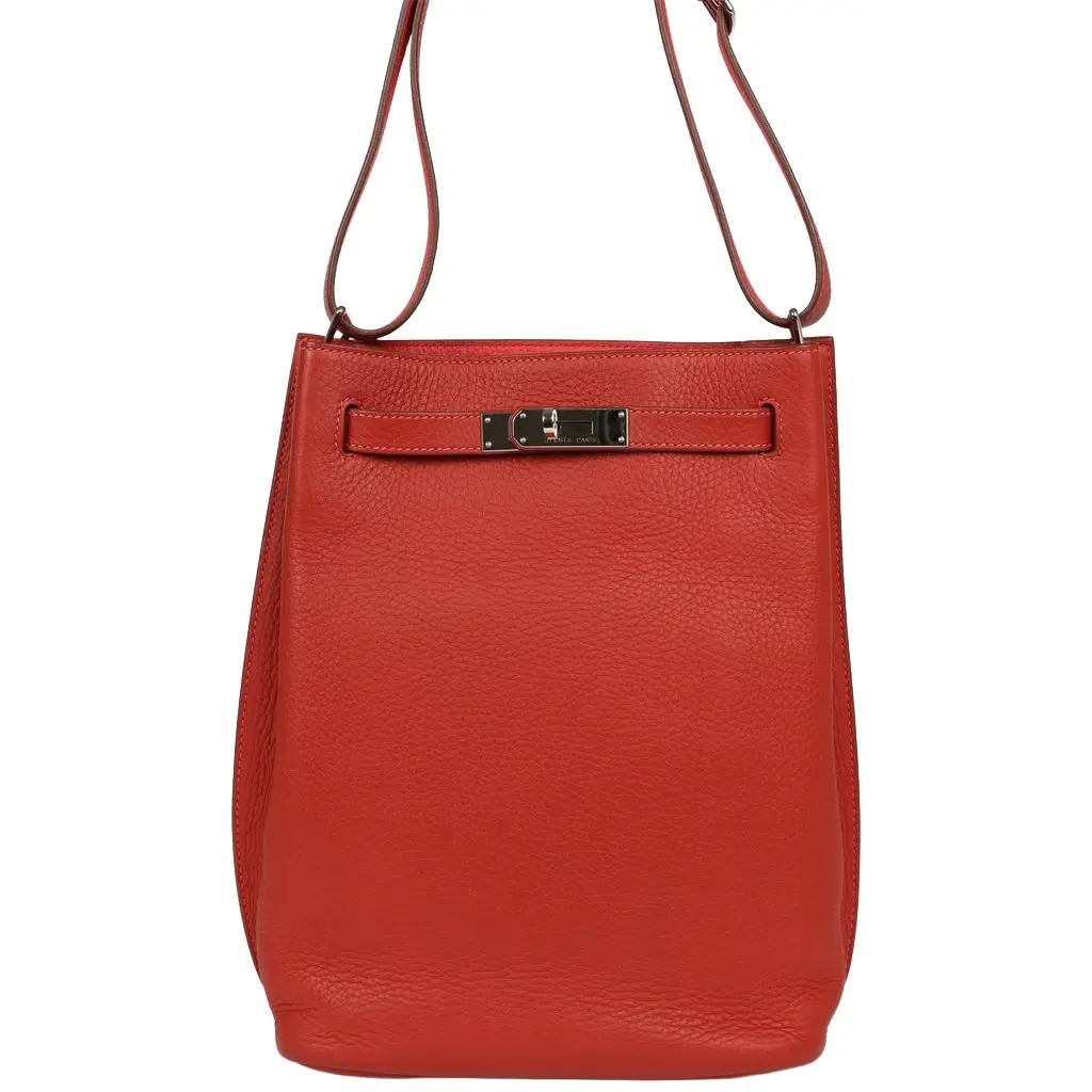 HERMÈS Pre-owned Hermes So Kelly 22 Sanguine, Rose Jaipur Eclat Clemence Palladium Hardware