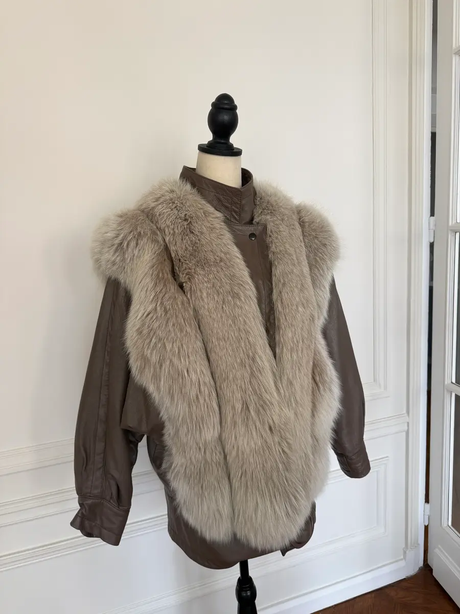 Jen Wonders Studio Leather and Silver Fox Jacket | Thumbnail 3