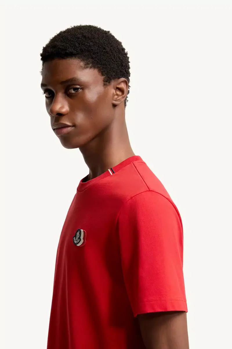 Moncler Embroidered Tricolor Logo Cotton T-shirt | Thumbnail 4 Moncler Embroidered Tricolor Logo Cotton T-shirt | Thumbnail 4
