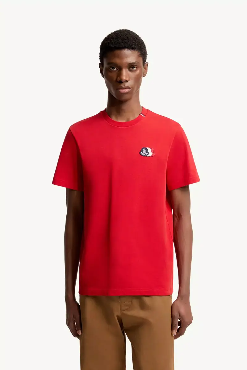 Moncler Embroidered Tricolor Logo Cotton T-shirt | Thumbnail 5 Moncler Embroidered Tricolor Logo Cotton T-shirt | Thumbnail 5
