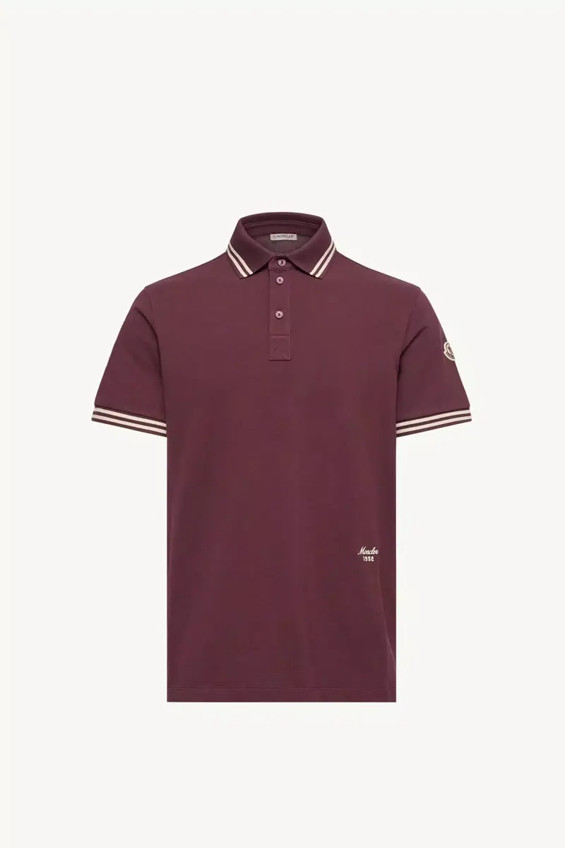 Moncler Striped Trim Cotton Piquet Polo Shirt | Thumbnail 2 Moncler Striped Trim Cotton Piquet Polo Shirt | Thumbnail 2