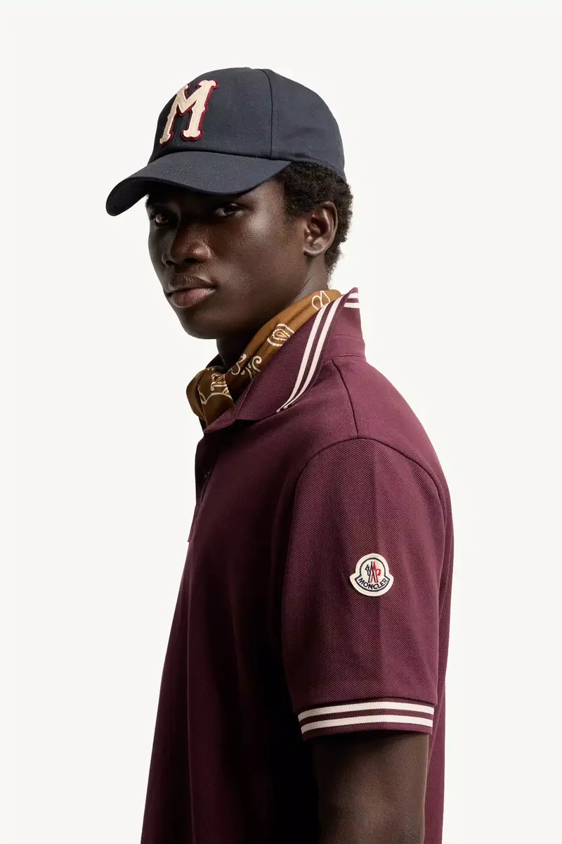 Moncler Striped Trim Cotton Piquet Polo Shirt | Thumbnail 4 Moncler Striped Trim Cotton Piquet Polo Shirt | Thumbnail 4
