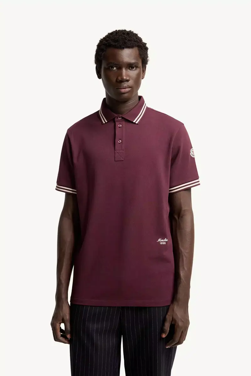 Moncler Striped Trim Cotton Piquet Polo Shirt | Thumbnail 5 Moncler Striped Trim Cotton Piquet Polo Shirt | Thumbnail 5
