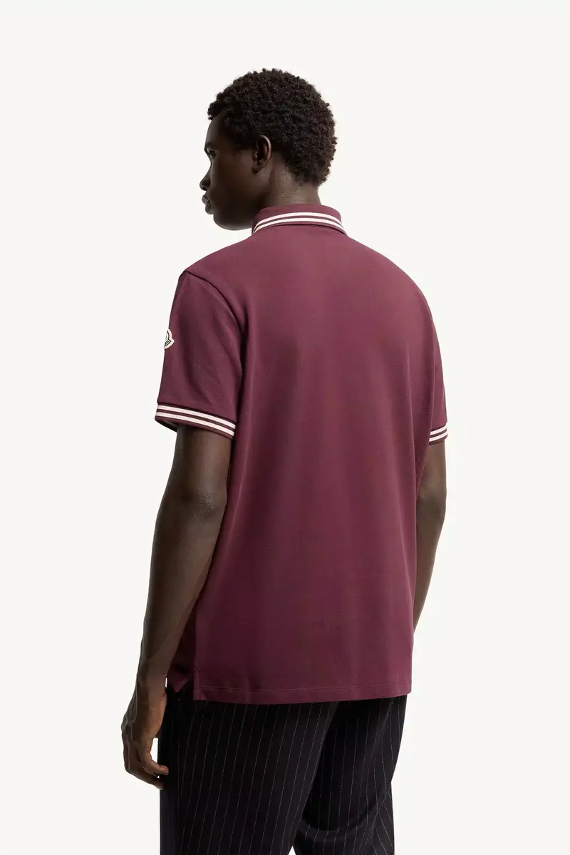 Moncler Striped Trim Cotton Piquet Polo Shirt | Thumbnail 6 Moncler Striped Trim Cotton Piquet Polo Shirt | Thumbnail 6