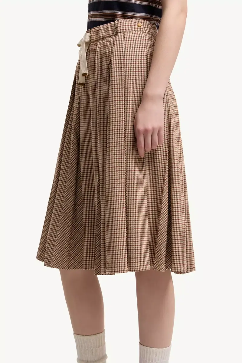 Moncler Microcheck Midi Wool Skirt | Thumbnail 4 Moncler Microcheck Midi Wool Skirt | Thumbnail 4