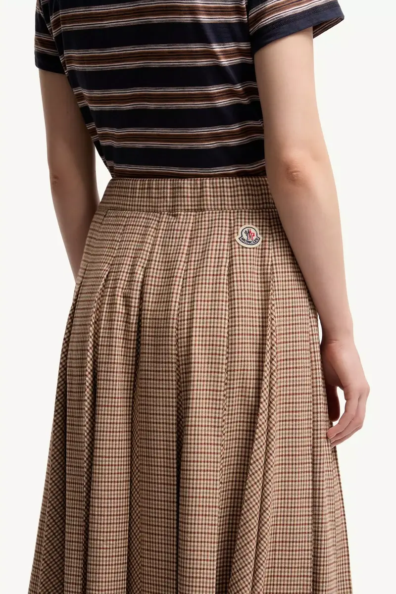 Moncler Microcheck Midi Wool Skirt | Thumbnail 7 Moncler Microcheck Midi Wool Skirt | Thumbnail 7