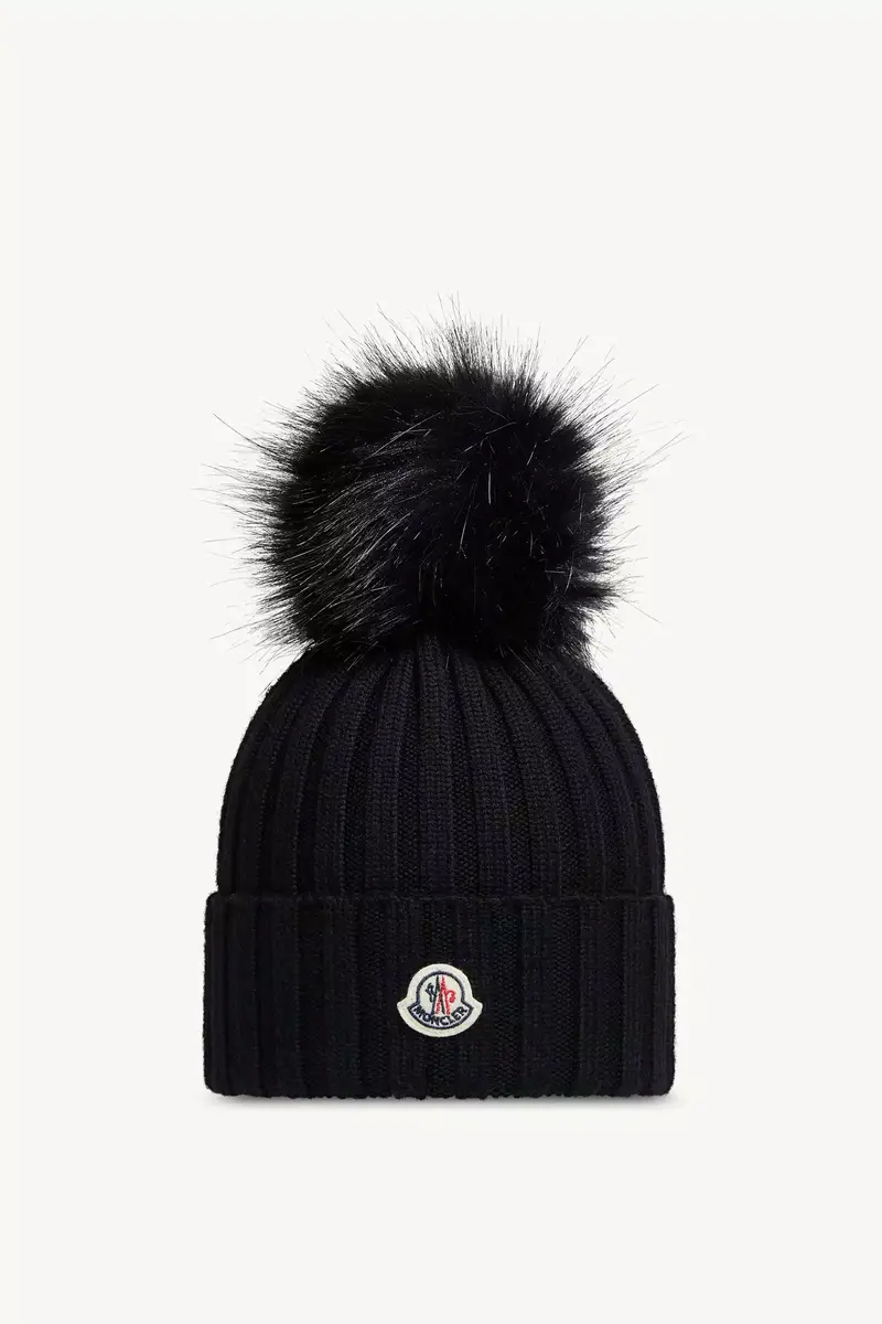 Moncler Wool Beanie With Pom Pom | Thumbnail 2 Moncler Wool Beanie With Pom Pom | Thumbnail 2