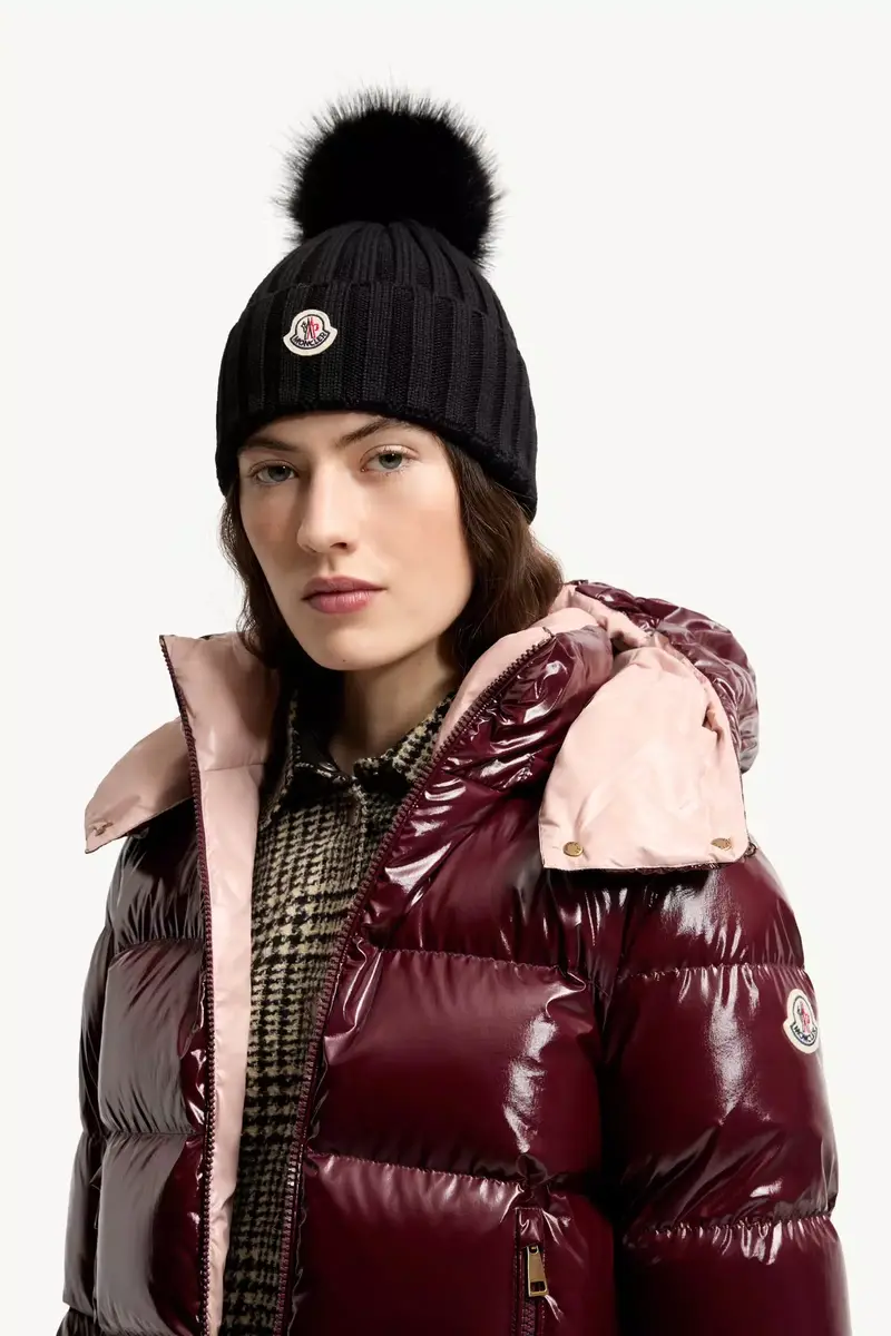 Moncler Wool Beanie With Pom Pom | Thumbnail 3 Moncler Wool Beanie With Pom Pom | Thumbnail 3