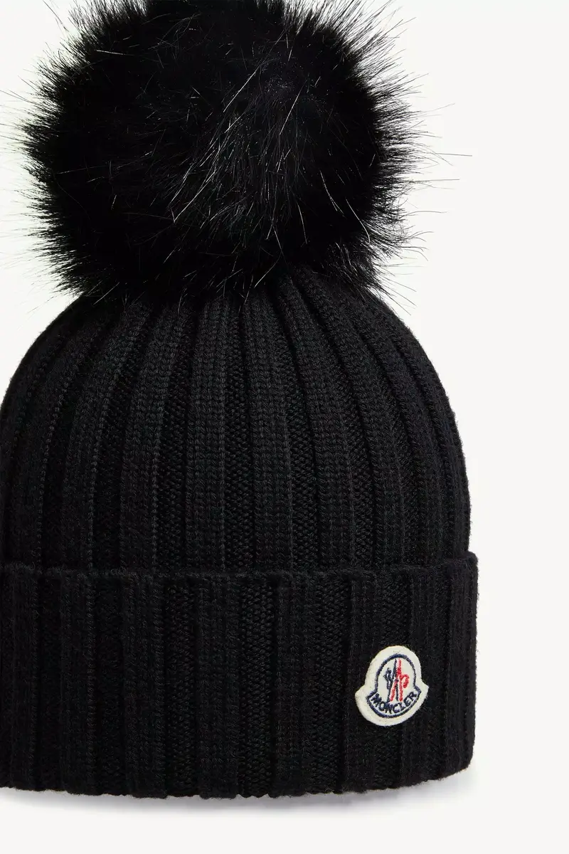 Moncler Wool Beanie With Pom Pom | Thumbnail 4 Moncler Wool Beanie With Pom Pom | Thumbnail 4