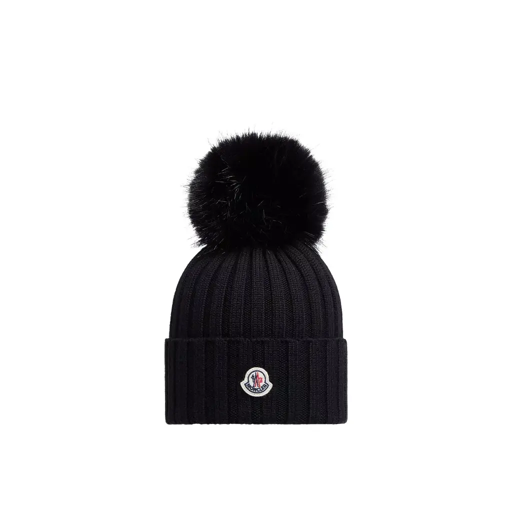 Moncler Wool Beanie With Pom Pom
