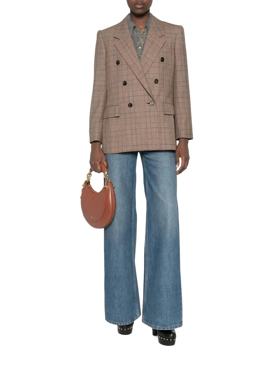 Chloé Check Wool Double-Breasted Tailored Jacket | Thumbnail 2 Chloé Check Wool Double-Breasted Tailored Jacket | Thumbnail 2