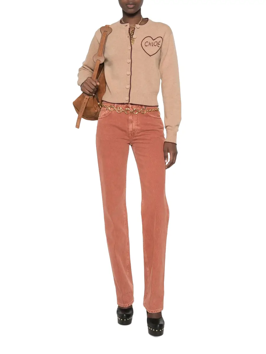 Chloé Wool and Cashmere Fitted Logo Cardigan | Thumbnail 2 Chloé Wool and Cashmere Fitted Logo Cardigan | Thumbnail 2