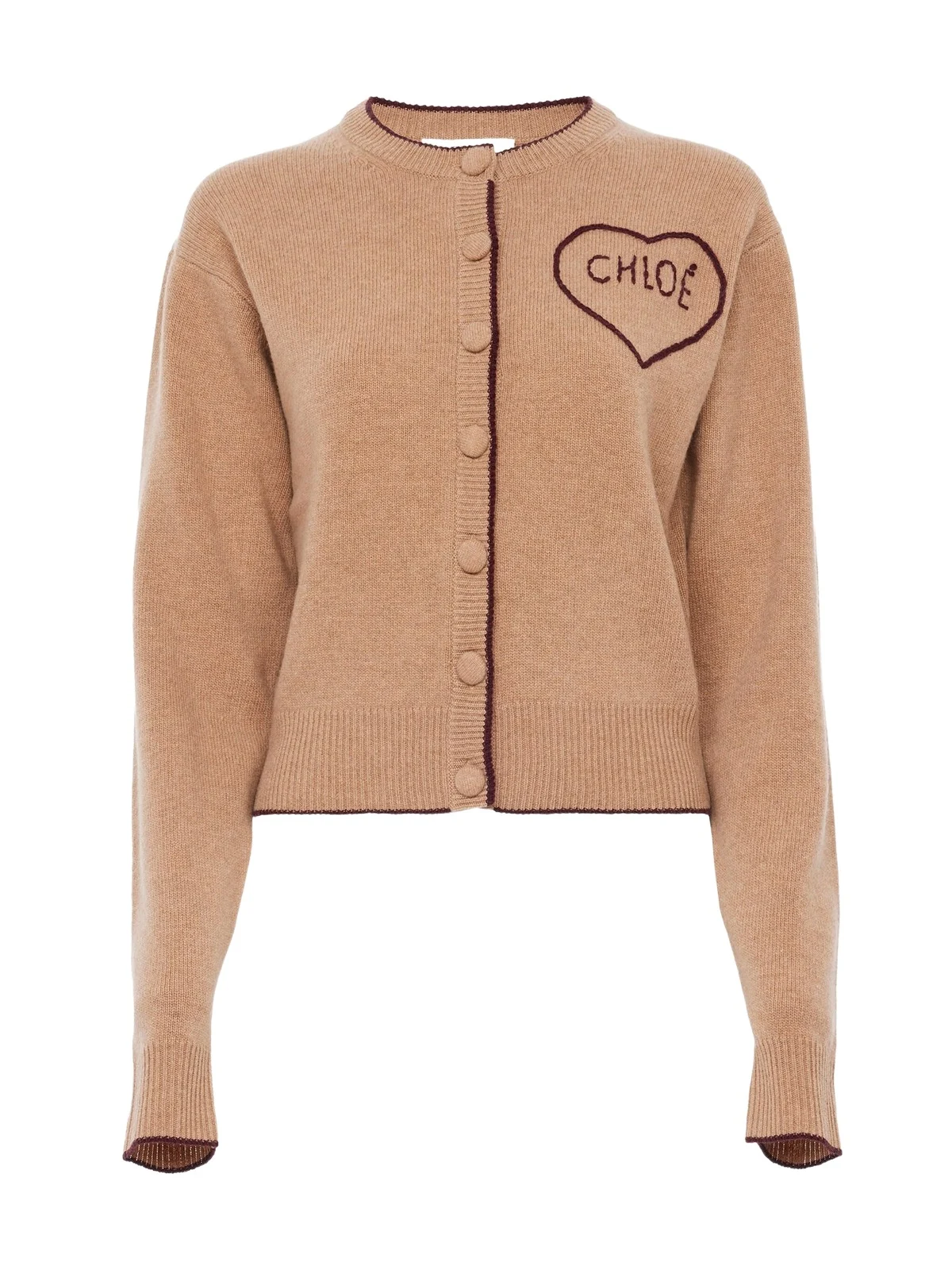 Chloé Wool and Cashmere Fitted Logo Cardigan