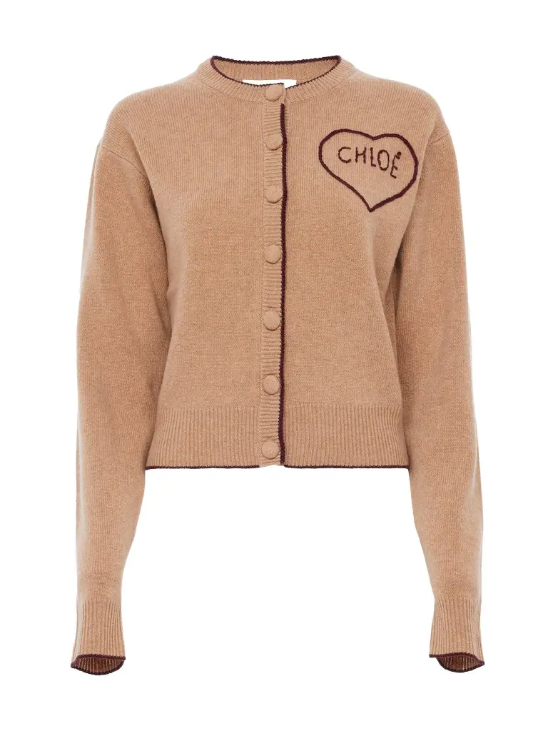 Wool and Cashmere Fitted Logo Cardigan Wool and Cashmere Fitted Logo Cardigan