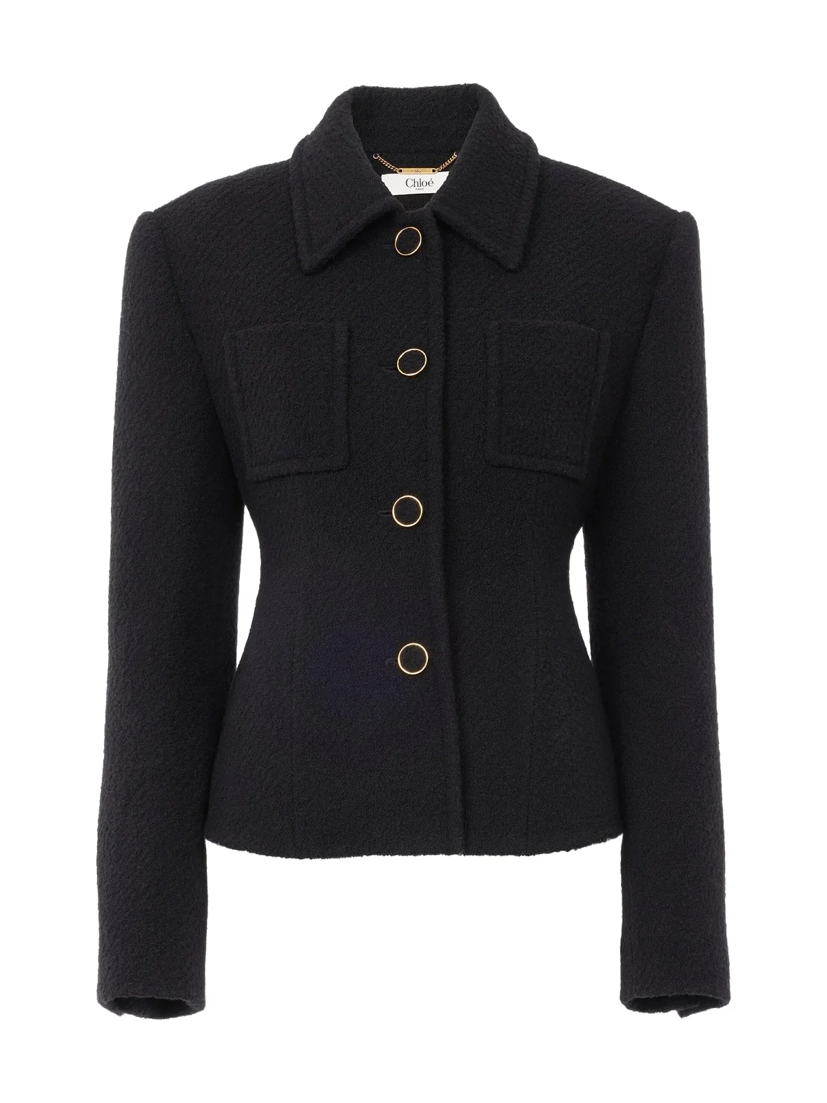 Wool Bouclette Fitted Tailored Jacket Wool Bouclette Fitted Tailored Jacket