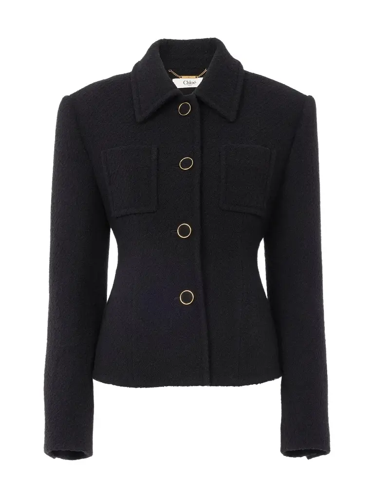 Chloé Wool Bouclette Fitted Tailored Jacket