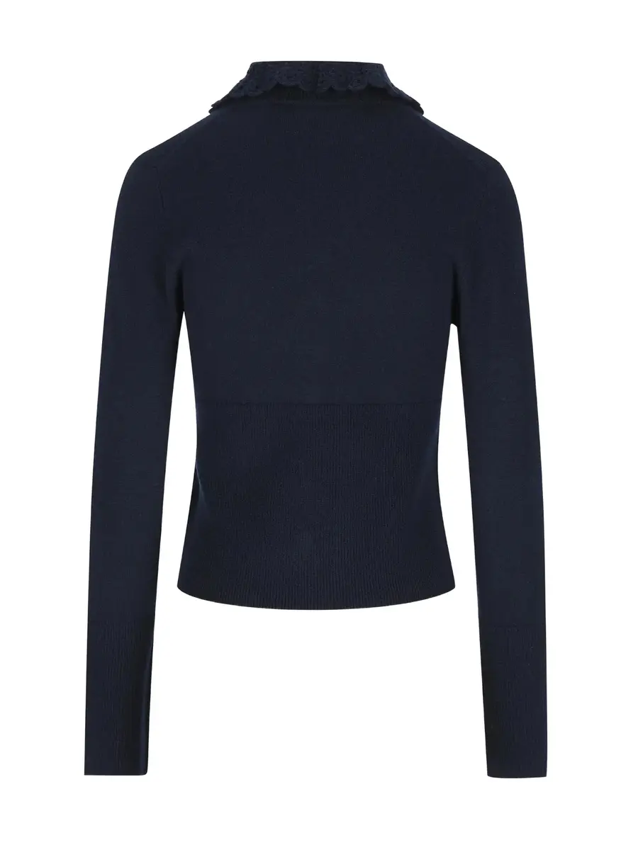 Chloé Wool Fitted Logo Cardigan | Thumbnail 2 Chloé Wool Fitted Logo Cardigan | Thumbnail 2