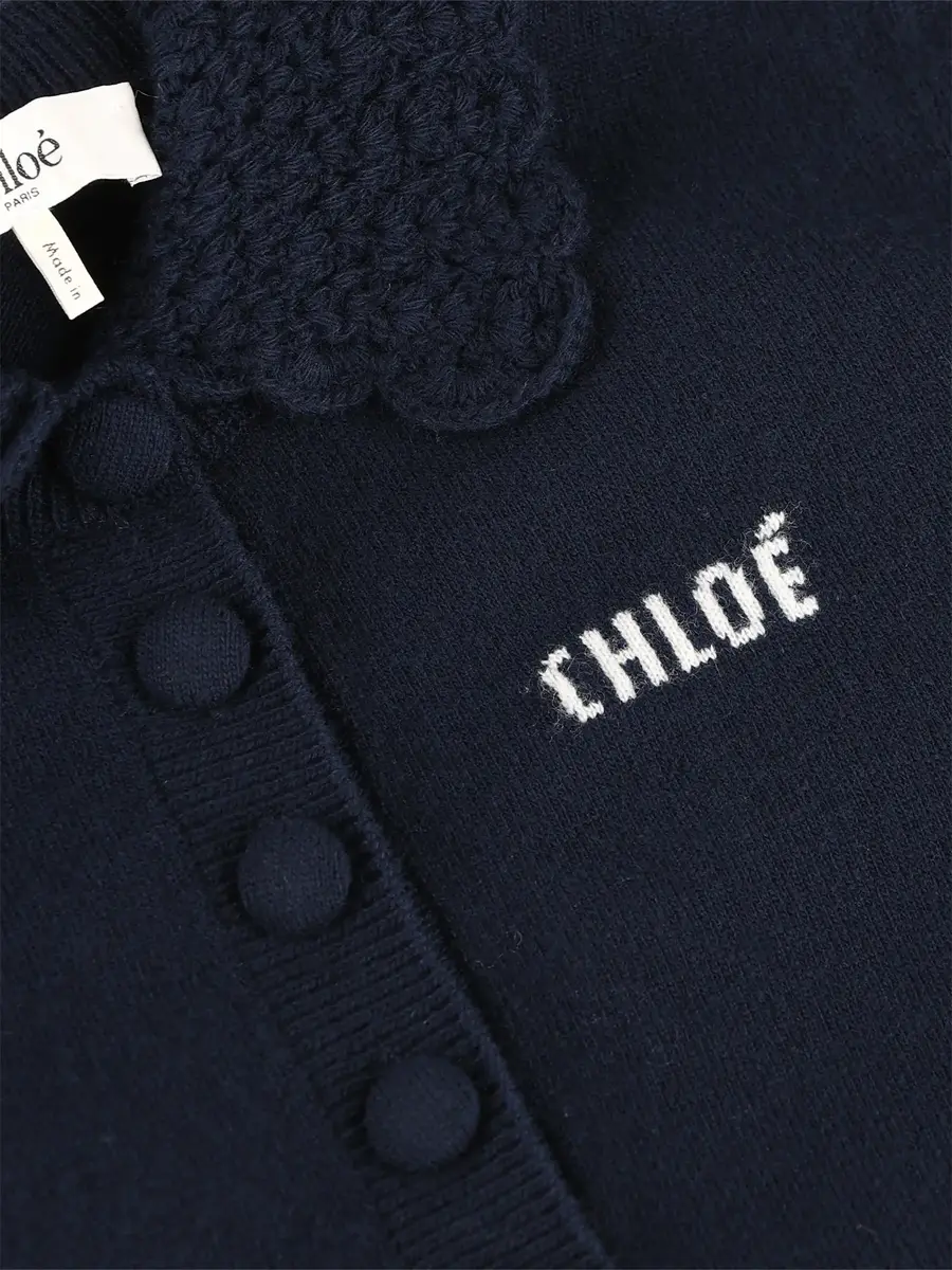 Chloé Wool Fitted Logo Cardigan | Thumbnail 3 Chloé Wool Fitted Logo Cardigan | Thumbnail 3