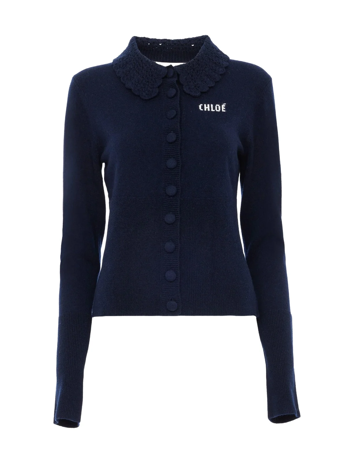 Chloé Wool Fitted Logo Cardigan