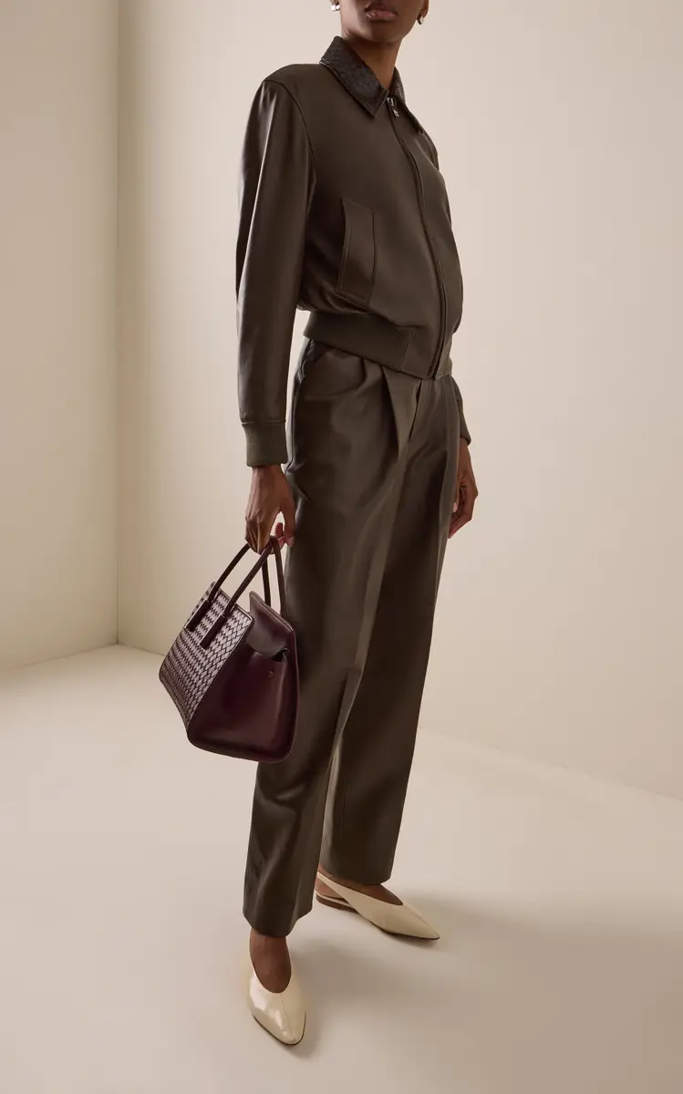 Bottega Veneta Intrecciato-Collar Leather Blouson Jacket | Thumbnail 3 Bottega Veneta Intrecciato-Collar Leather Blouson Jacket | Thumbnail 3