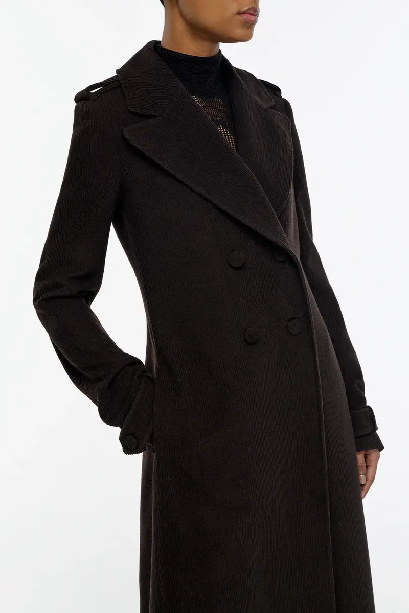 Gabriela Hearst Houstt Trench Coat in Chocolate Cashmere Corduroy | Thumbnail 6