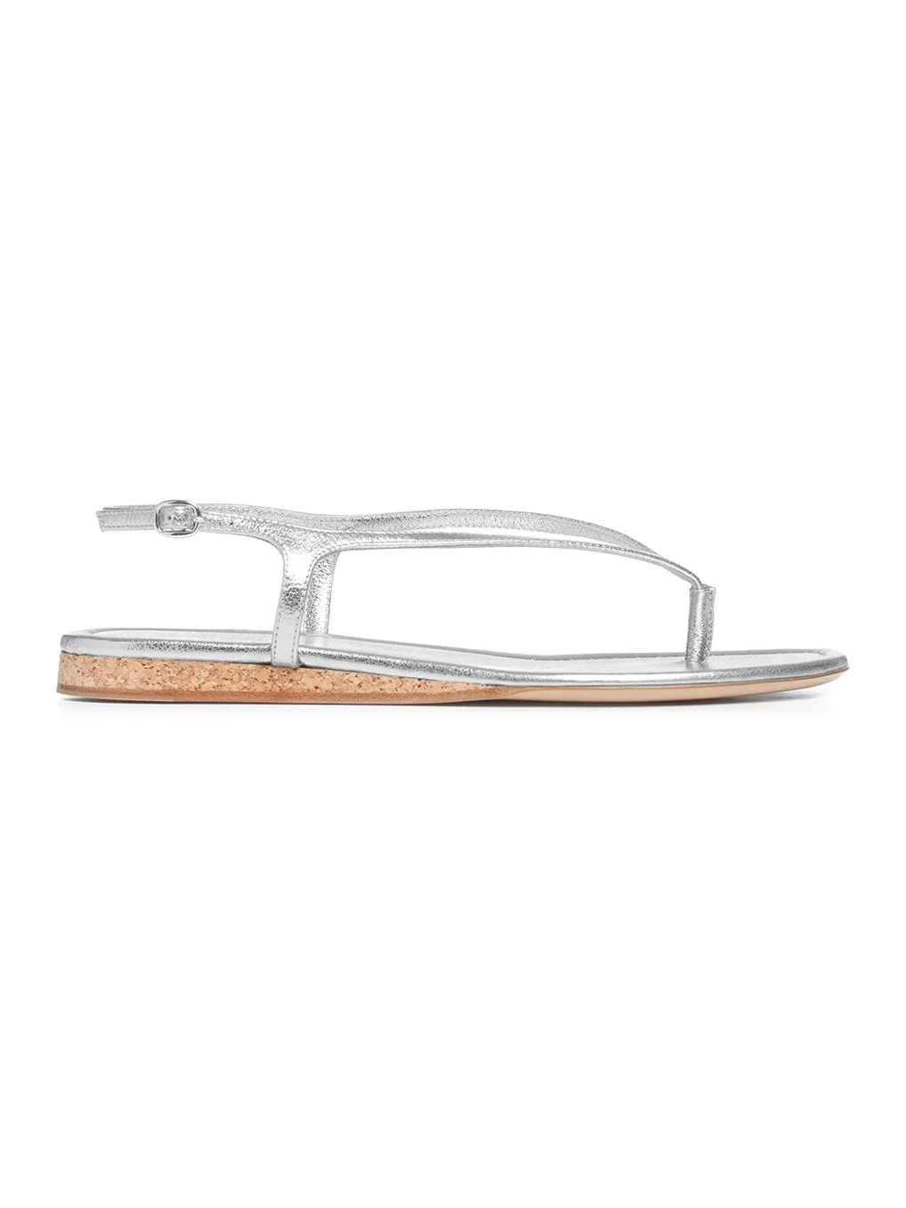 Gabriela Hearst Gia Flat Sandal in Silver Metallic Nappa Leather