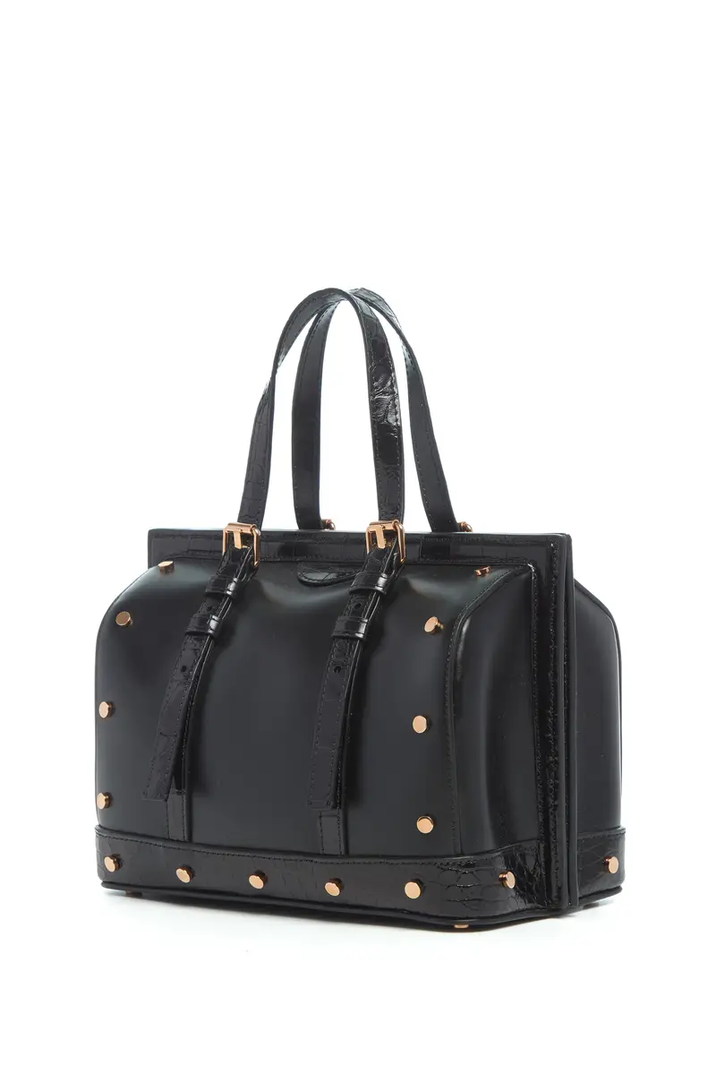 Gabriela Hearst Dottor G Bag in Black Leather with Crocodile Leather Details | Thumbnail 3 Gabriela Hearst Dottor G Bag in Black Leather with Crocodile Leather Details | Thumbnail 3