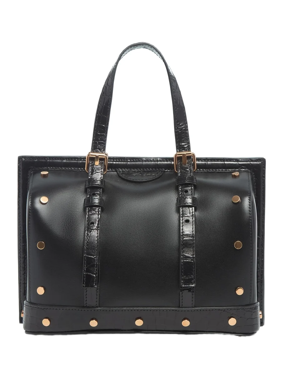 Gabriela Hearst Dottor G Bag in Black Leather with Crocodile Leather Details