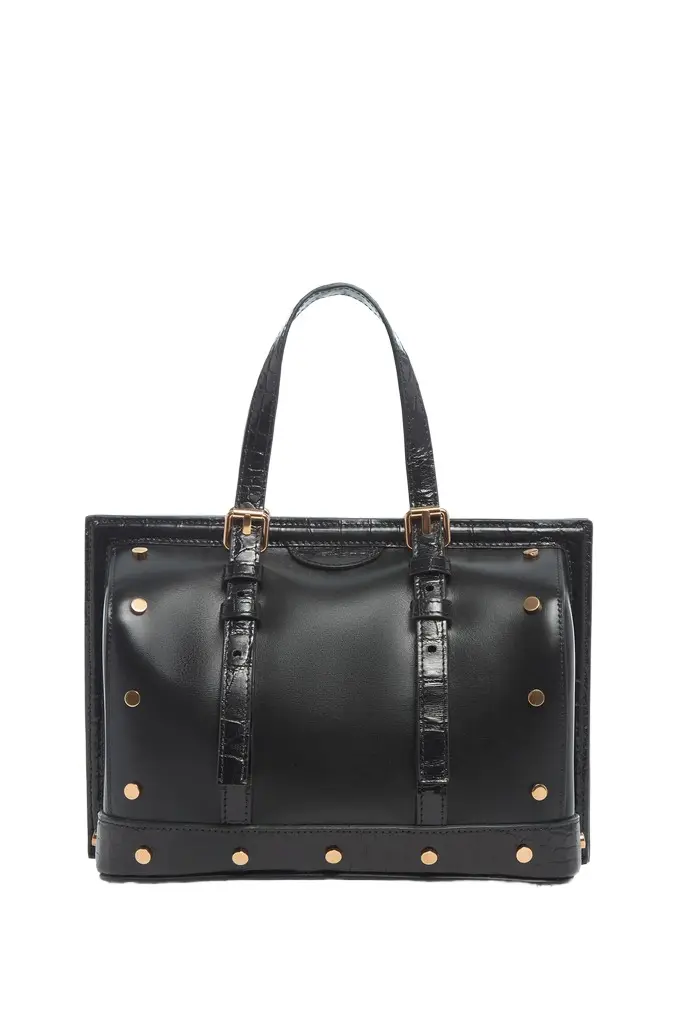 Gabriela Hearst Dottor G Bag in Black Leather with Crocodile Leather Details