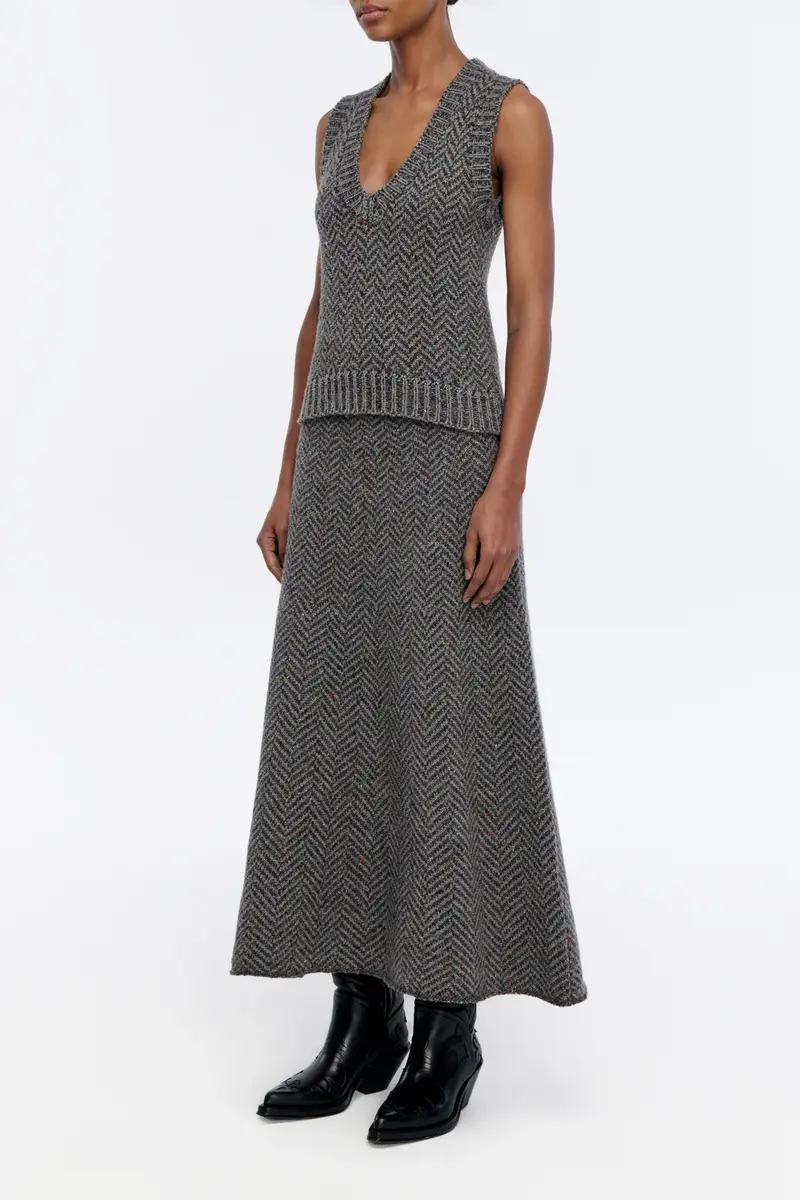 Gabriela Hearst Cresset Knit Vest in Charcoal Multi Cashmere Herringbone | Thumbnail 3 Gabriela Hearst Cresset Knit Vest in Charcoal Multi Cashmere Herringbone | Thumbnail 3