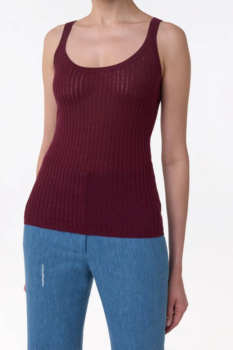 Gabriela Hearst Nevin Pointelle Knit Tank Top in Bordeaux Cashmere Silk | Thumbnail 2 Gabriela Hearst Nevin Pointelle Knit Tank Top in Bordeaux Cashmere Silk | Thumbnail 2