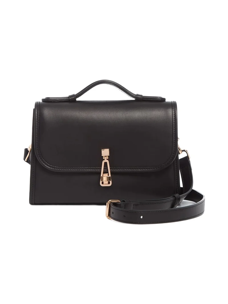 Gabriela Hearst Small Leonora Flap Bag in Black Leather