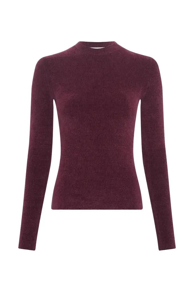 Regent Knit Sweater in Plum Silk Regent Knit Sweater in Plum Silk
