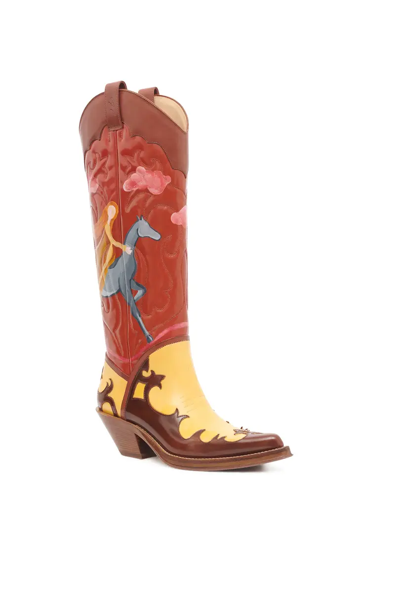Gabriela Hearst Hand Painted Capitana Cowboy Boot in Sunset Leather | Thumbnail 6